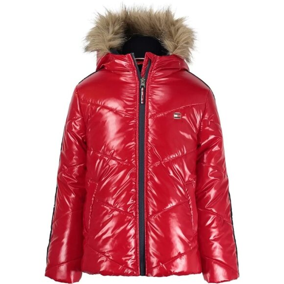 Tommy Hilfiger Kids Chevron Puffer in Scarlet Size 12/14 NWT